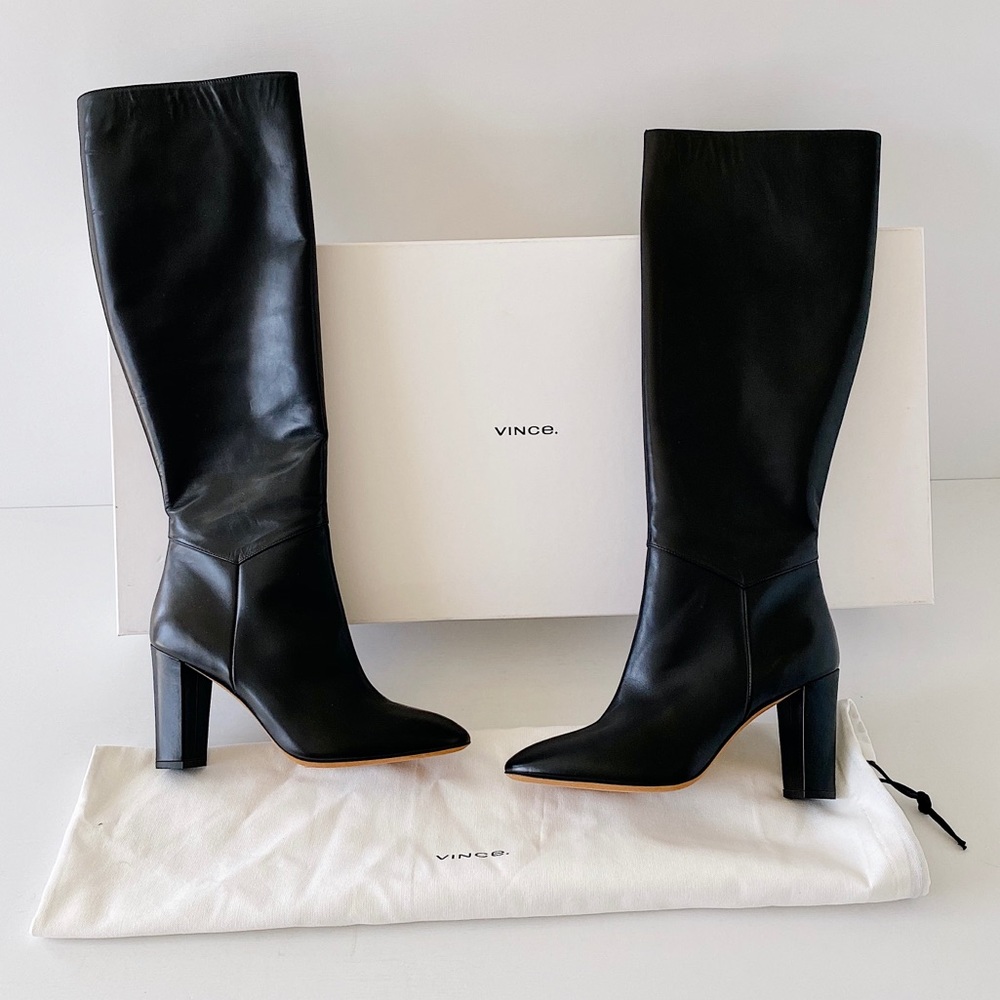 VINCE Vita Leather High Heeled Boots Sz. 9 GUC NO BOX